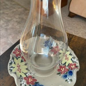 Salmon Falls Stoneware Fluted Candle Holder with Glass Chimney ~ Made in NH